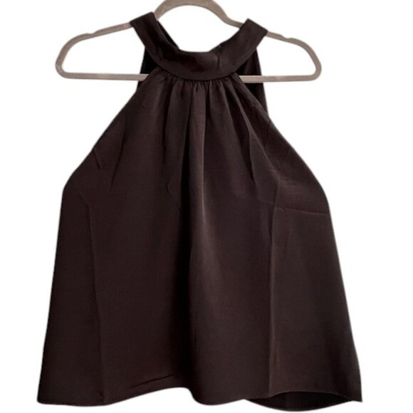 Endless Rose Women Black Satin Bow Halter Mock Neck Sleeveless Top Blouse XL NWT - Picture 1 of 10